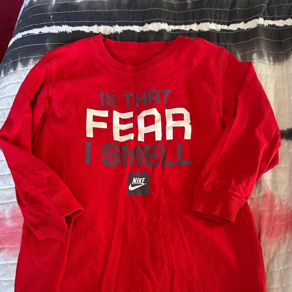 Nike Kids Red Graphic Long Sleeve Tee